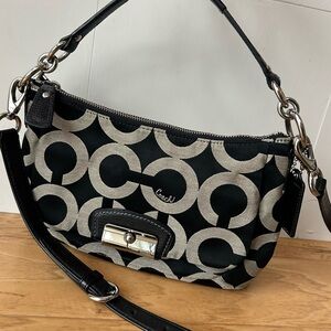 Coach Black Kristen OP Art Satchel & Crossbody Handbag Silver Trim Y2K